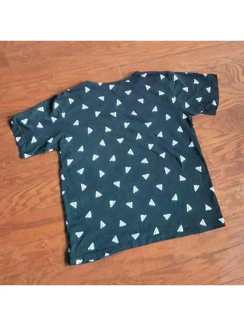 Adidas Youth Boys T-Shirt Large Black White Logo Print All Over